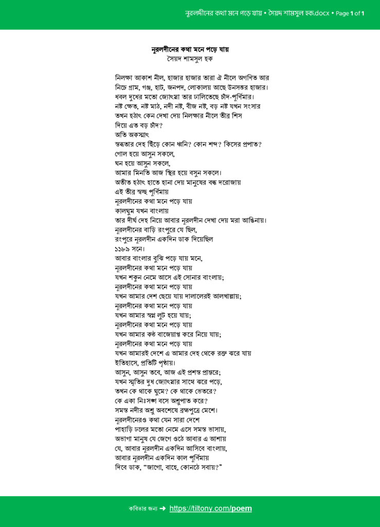 নূরলদীনের কথা মনে পড়ে যায় • সৈয়দ শামসুল হক